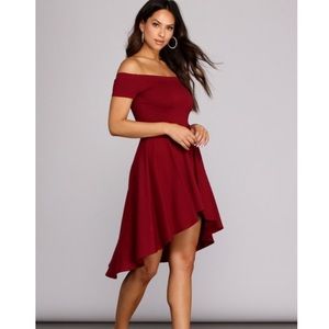 Burgundy skater dress